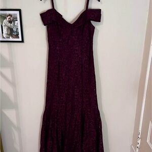 Red Lace Off-Shoulder Gown- Women’s size 10P